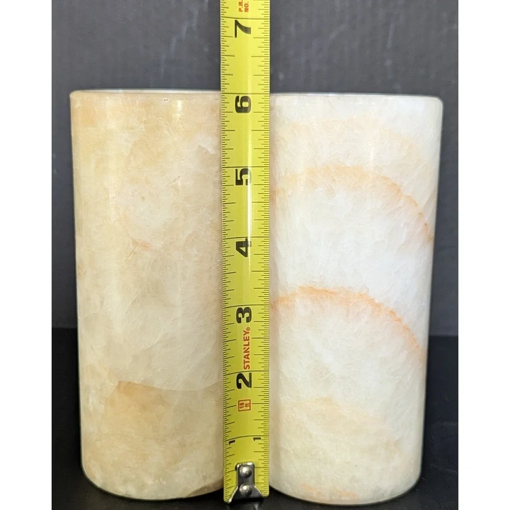 Onyx Stone‎ Cylinders For Lamp Shades/Candle Covers/Faux Flower Vase Set of Two